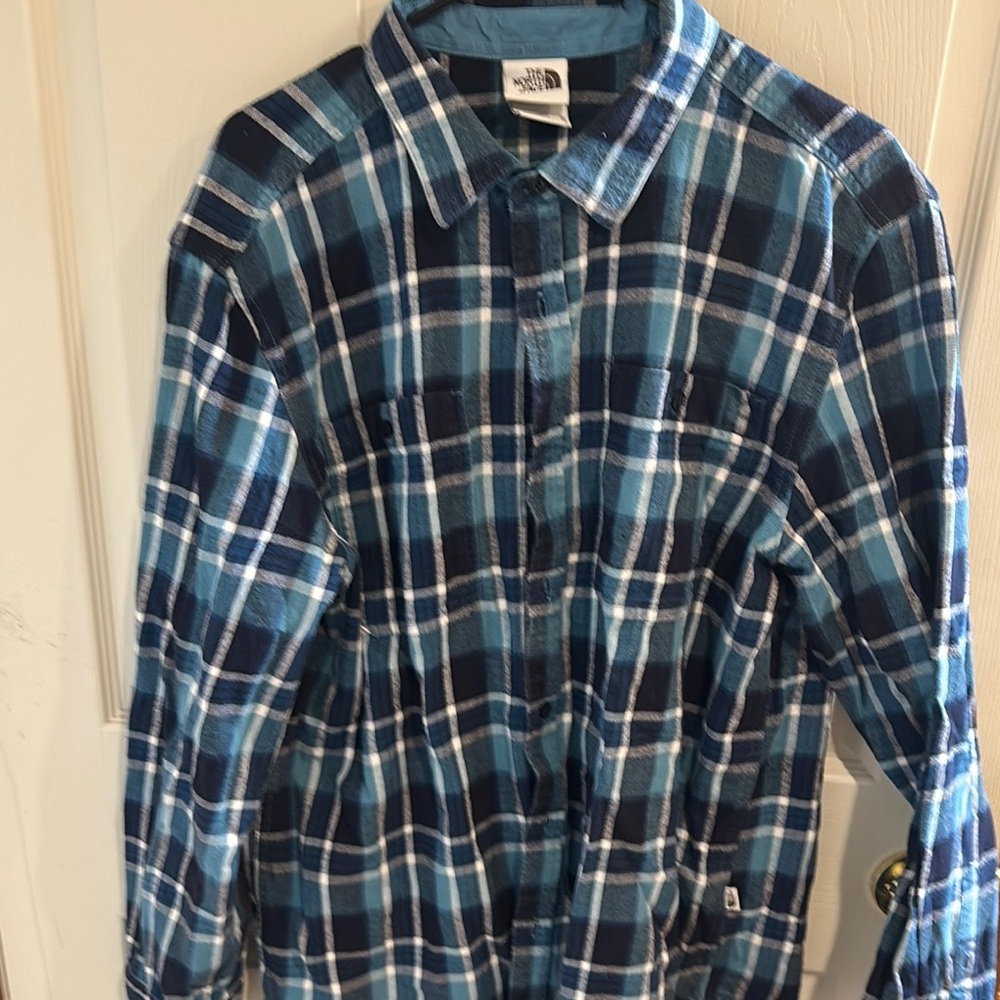 The North Face Blue and White Casual Button Down Shirt